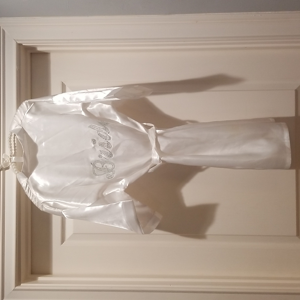 White robe, silver rhinestone Bride on back